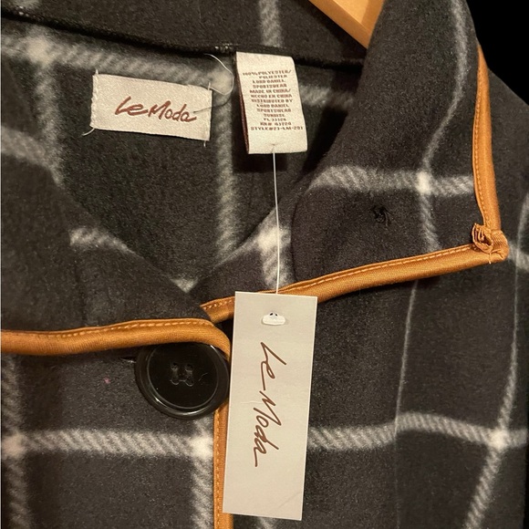 Moda Black Plaid Fleece Parka - Picture 3 of 4